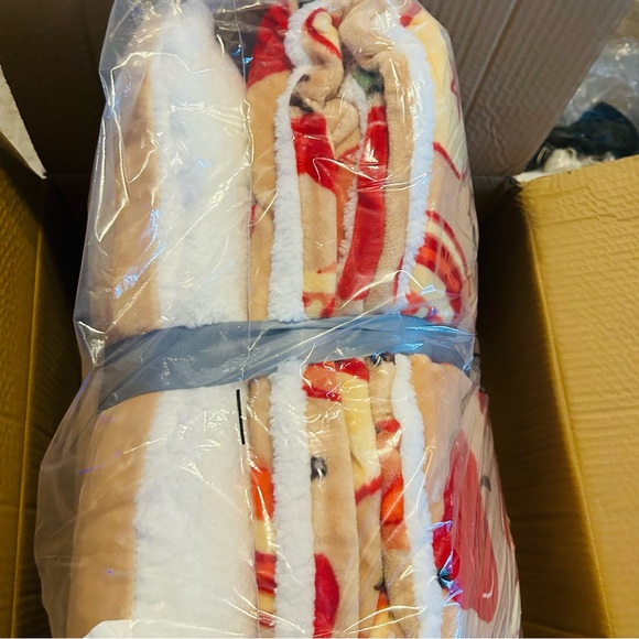 2Pc Set Apple of my Eye Warm & Cozy Plush Sherpa to Throw Blanket & Pillow NWT - Picture 10 of 11